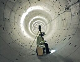 Surveyor in a tunnel